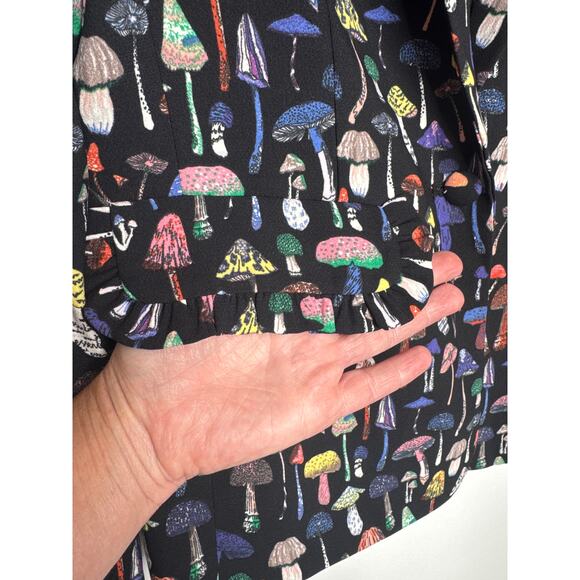 Essentiel Antwerp Mushroom Print Ruffle odell Blazer Black Multicolor 36 small - Picture 9 of 13
